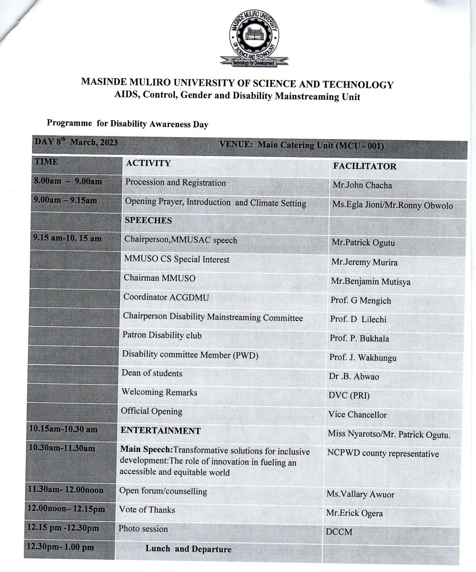 DISABILITY AWARENESS DAY PROGRAM