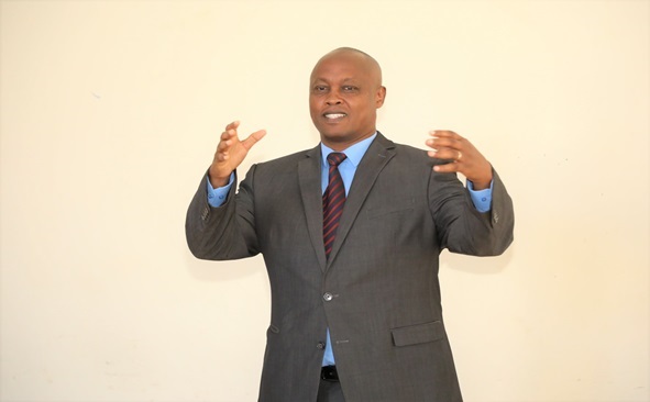 Deputy Vice Chancellor PRI Prof. Charles Mutai speaking at the workshop 9th 6 2023